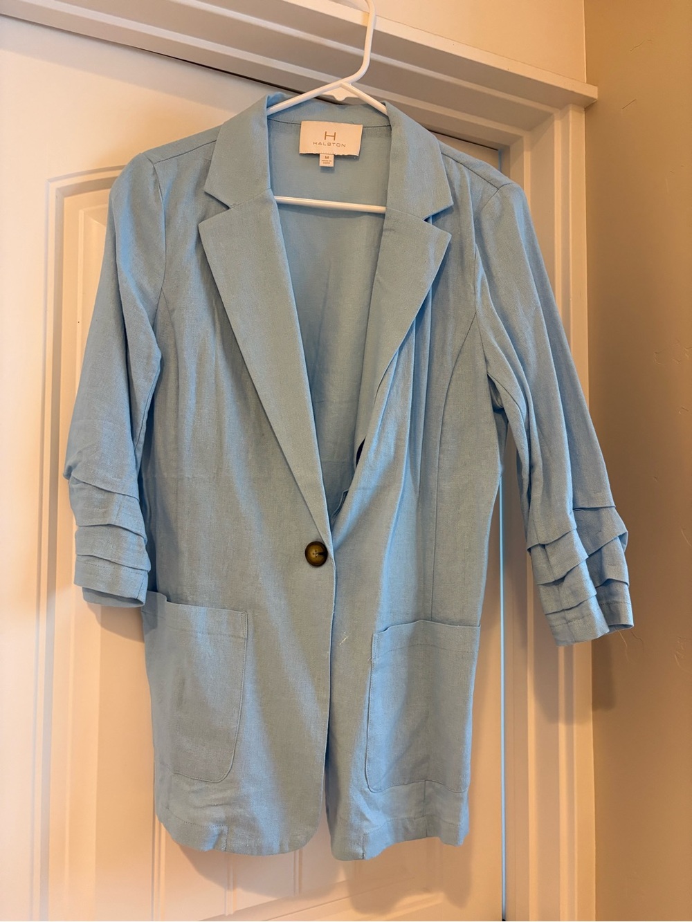 Halston Heritage Light Blue Single-Button Blazer